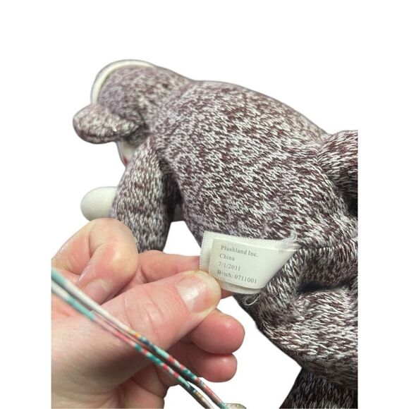 Plushland Brown Cream Red Mouth Floppy Sock Monkey Plush Stuffed Animal 20" - Picture 7 of 7